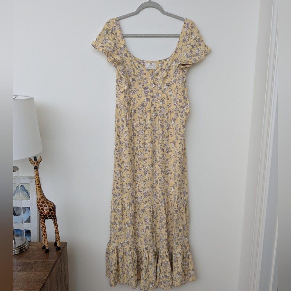 Pastel Yellow Floral Maxi Sundress